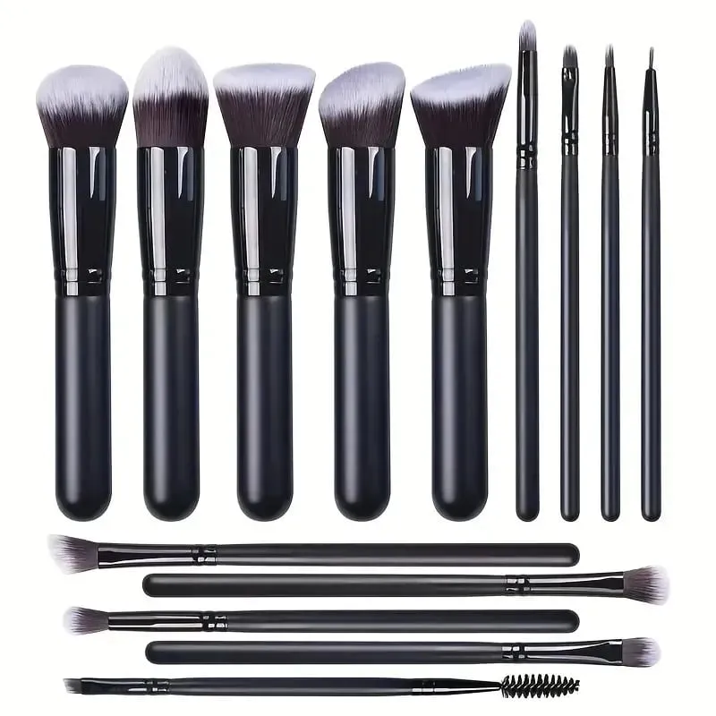 14 pçs pincéis de maquiagem conjunto profissional fundação sombra de olho corretivos mistura blush escova kabuki macio fofo feminino ferramenta beleza — image 8
