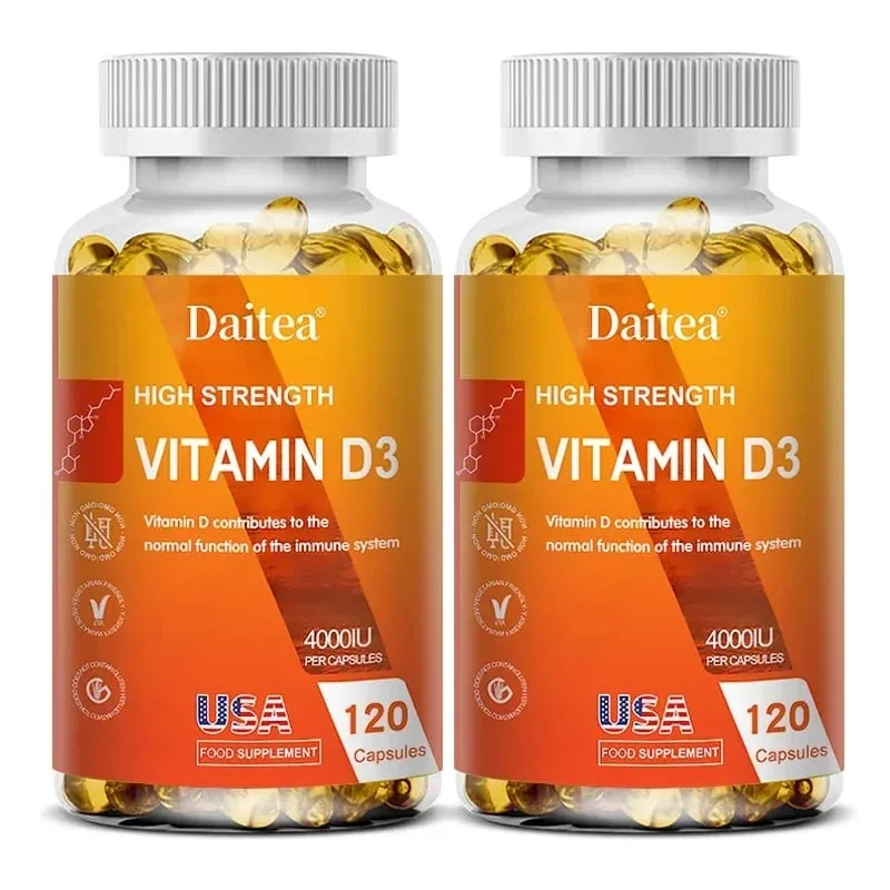 Vitamin D3 Capsules 4000IU Provide Immune Bone Support Promote Calcium Absorption Promotes Muscle Health Nervous System
