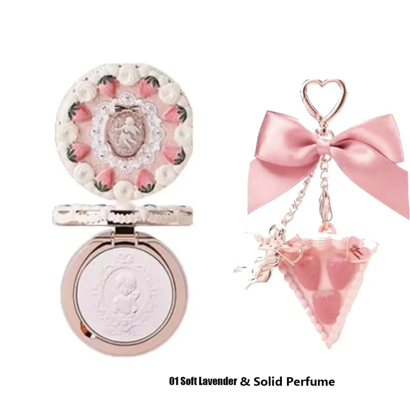 Flor sabe morango cupido coleção conjunto de maquiagem pó pressionado sólido perfume kit de maquiagem para mulheres kit completo adolescentes compõem