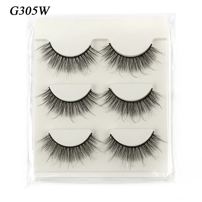 Falso cils 3 pares cílios postiços naturais longos 3d vison cílios macios macios finos feitos à mão cílios falsos ferramentas de maquiagem dos olhos