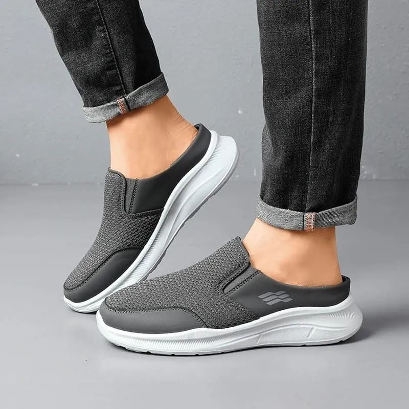 Pull-on Dual Wear Grade Respirável Malha Caminhada Mules Integrado Elástico Lateral Gore Painel Costela Segmentado Calçado Branco Completo