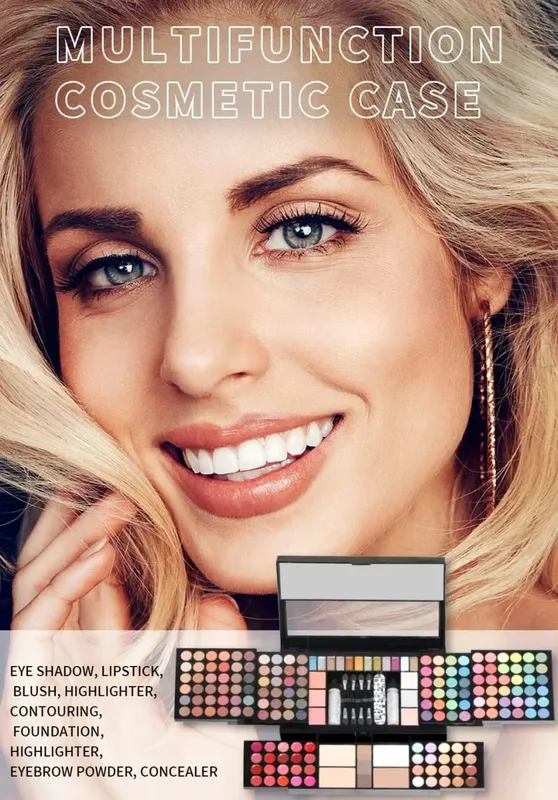 Miss Women All in One Makeup Kit - Conjunto completo com sombra, lábios, blush, batom, corretivo, escova, espelho, conjunto de presente multifuncional