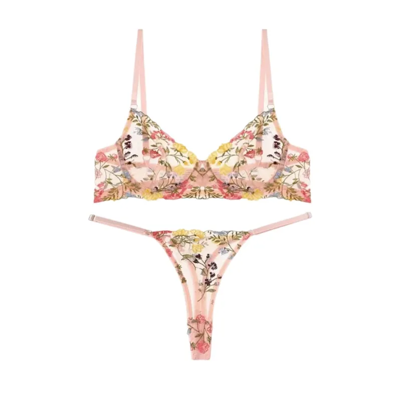 Conjunto de lingerie transparente versátil push up calcinha elegante conjunto de sutiã ultrafino terno dia dos namorados