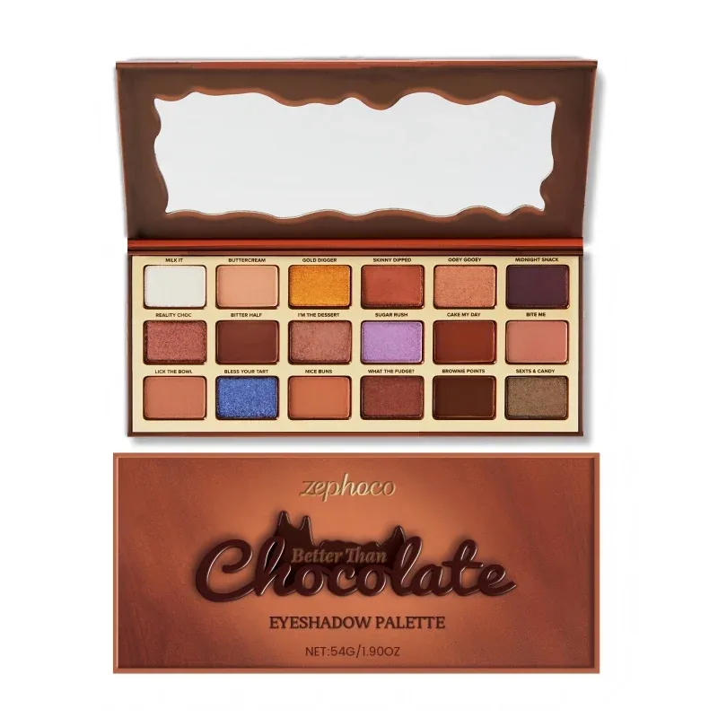 Paleta de sombras estilo chocolate, 18 cores, terra, destaque colorido, tom fresco, sombra pigmentada de longa duração, maquiagem para os olhos