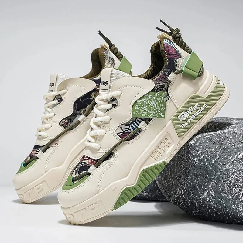 Sapatos de skate masculinos [design aleatório de padrão de grafite] tênis respirável de cano baixo com padrão de letras e design leve e leve