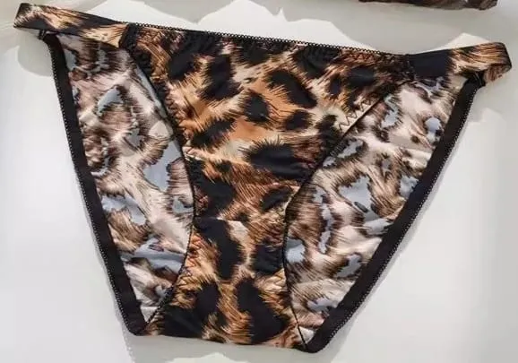 Sutiã de fixação frontal estilo francês, alça fina, copo triangular, estampa de leopardo, design sensual, leve, busto pequeno, banerdanni