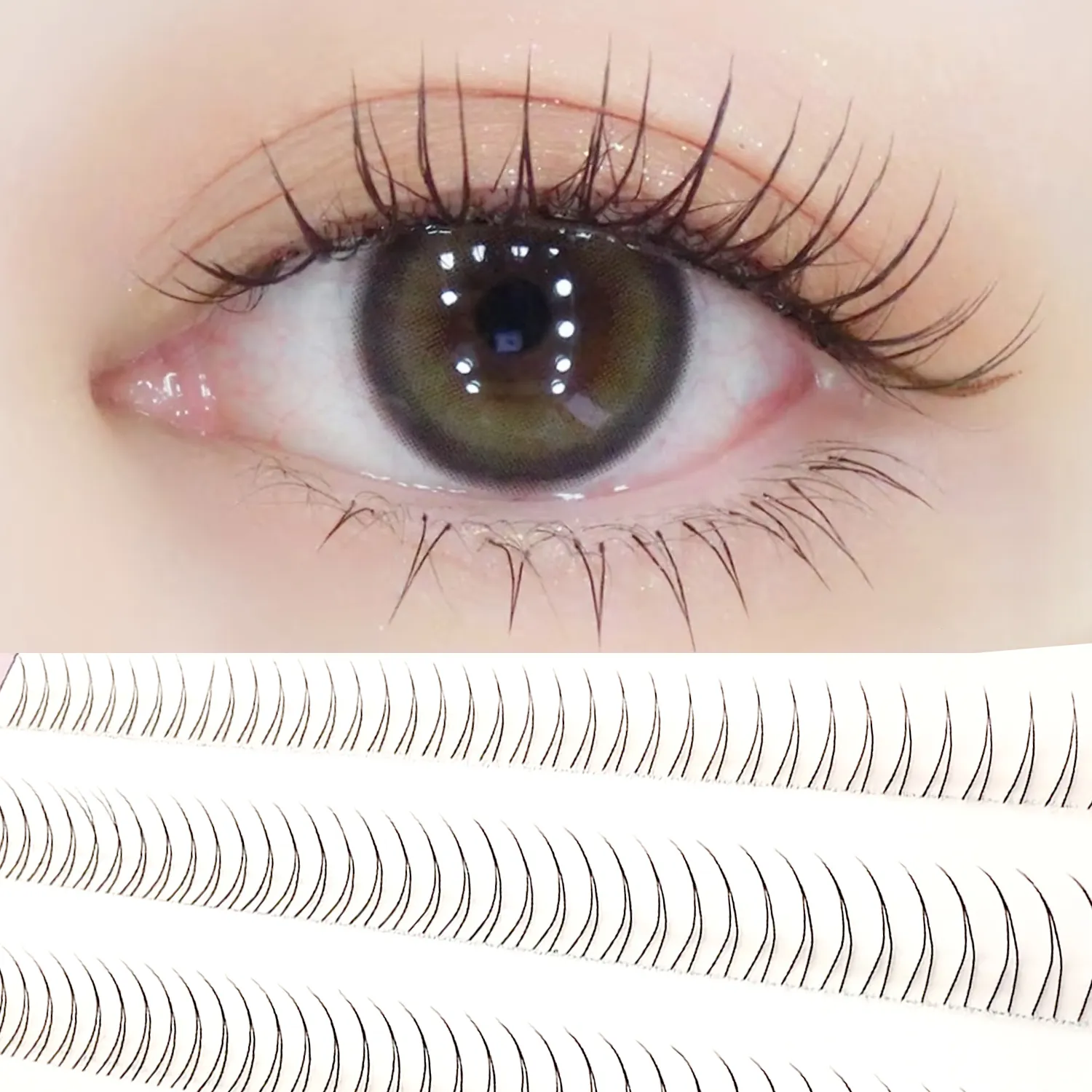 C onda v forma preto sob cílios natural macio manga quadrinhos olho cílios estilo coreano inferior cílios clusters cachos