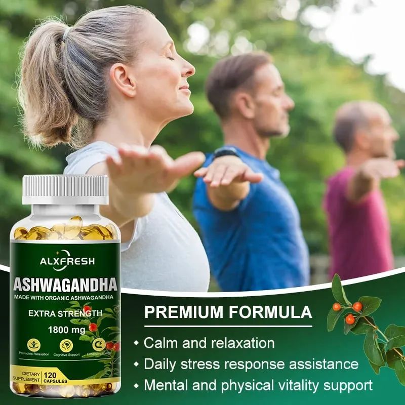 Cápsulas originais de Ashwagandha, extrato de raiz de alta potência para hormônios de equilíbrio de estresse e vitalidade