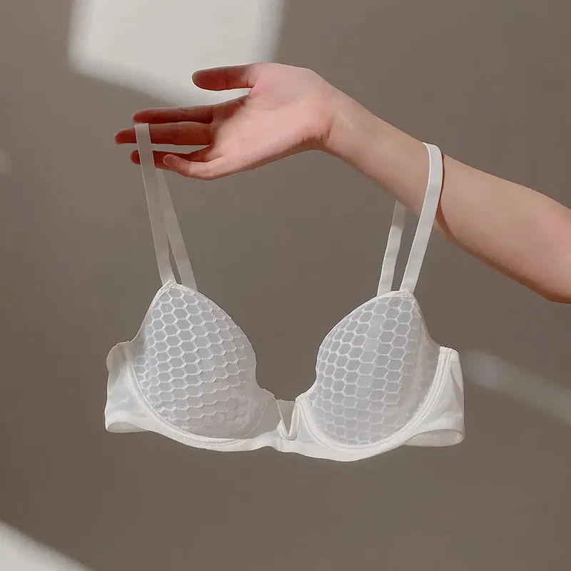 Conjunto de sutiã minimizador ultra-fino para busto grande feminino estilo verão macio underwire suporte lateral anti-flacidez conforto lingerie diária