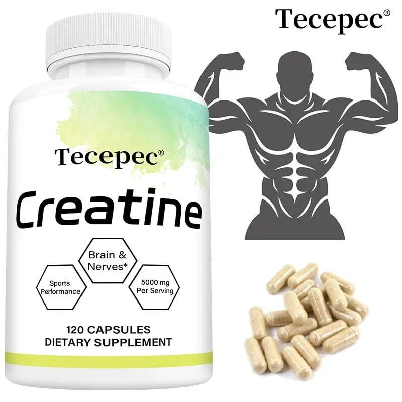 Creatine - Builds Muscle Improves Athletic Performance Enhances Physical Endurance and Improves Recovery - 120 Capsules