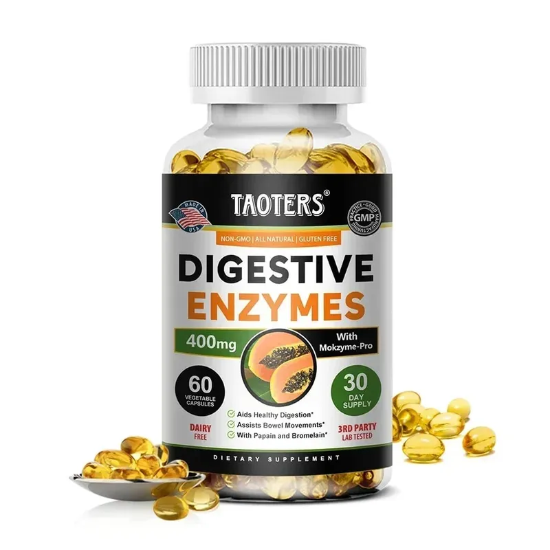 Enzimas digestivas contendo papaína e bromelaína ajudam a apoiar a digestão, melhorar a saúde intestinal, aumentar o metabolismo, melhorar a pele opaca