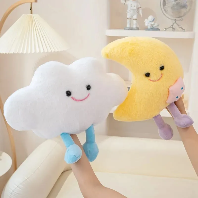 Adorável sorriso lua e nuvem travesseiro de pelúcia confortável sofá almofada pelúcia boneca macia casa decoração do carro presente