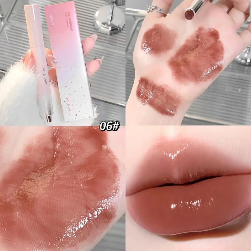 Luz de água clara sólido brilho labial geléia aguado rosa batom lápis hidratante espelho batom caneta coreano lábios maquiagem cosméticos