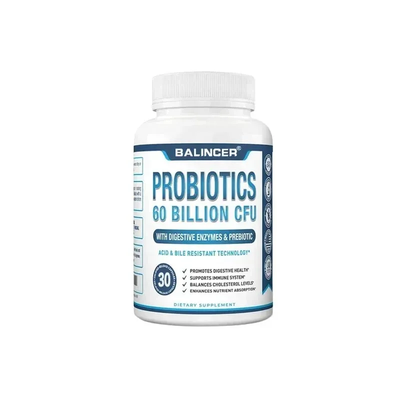 Suplementos probióticos + prebióticos - contém enzimas digestivas para apoiar a saúde digestiva e o sistema imunológico