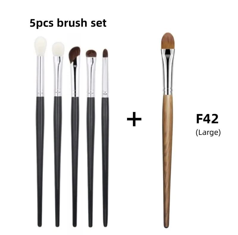 Conjunto de pincéis para sombra, cabelo natural, 5 peças, pincéis de maquiagem, ferramentas de beleza