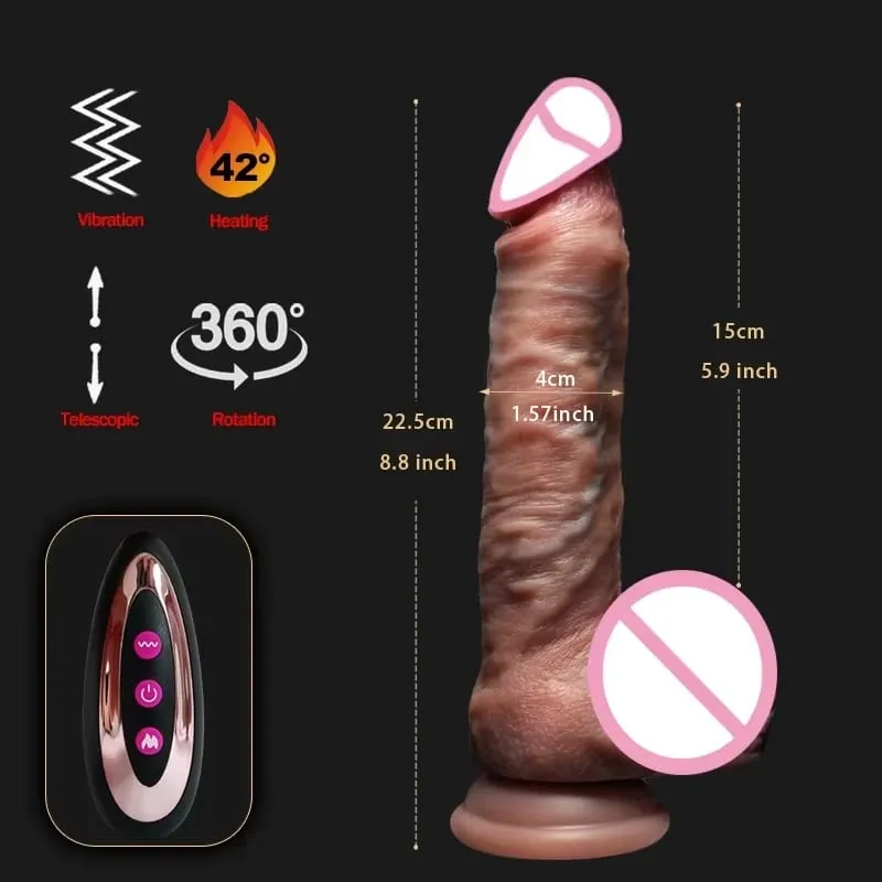 Vibrador realista telescópico vibrador feminino masturbador empurrando pau grande silicone masturbação pênis adulto brinquedos sexuais para mulher