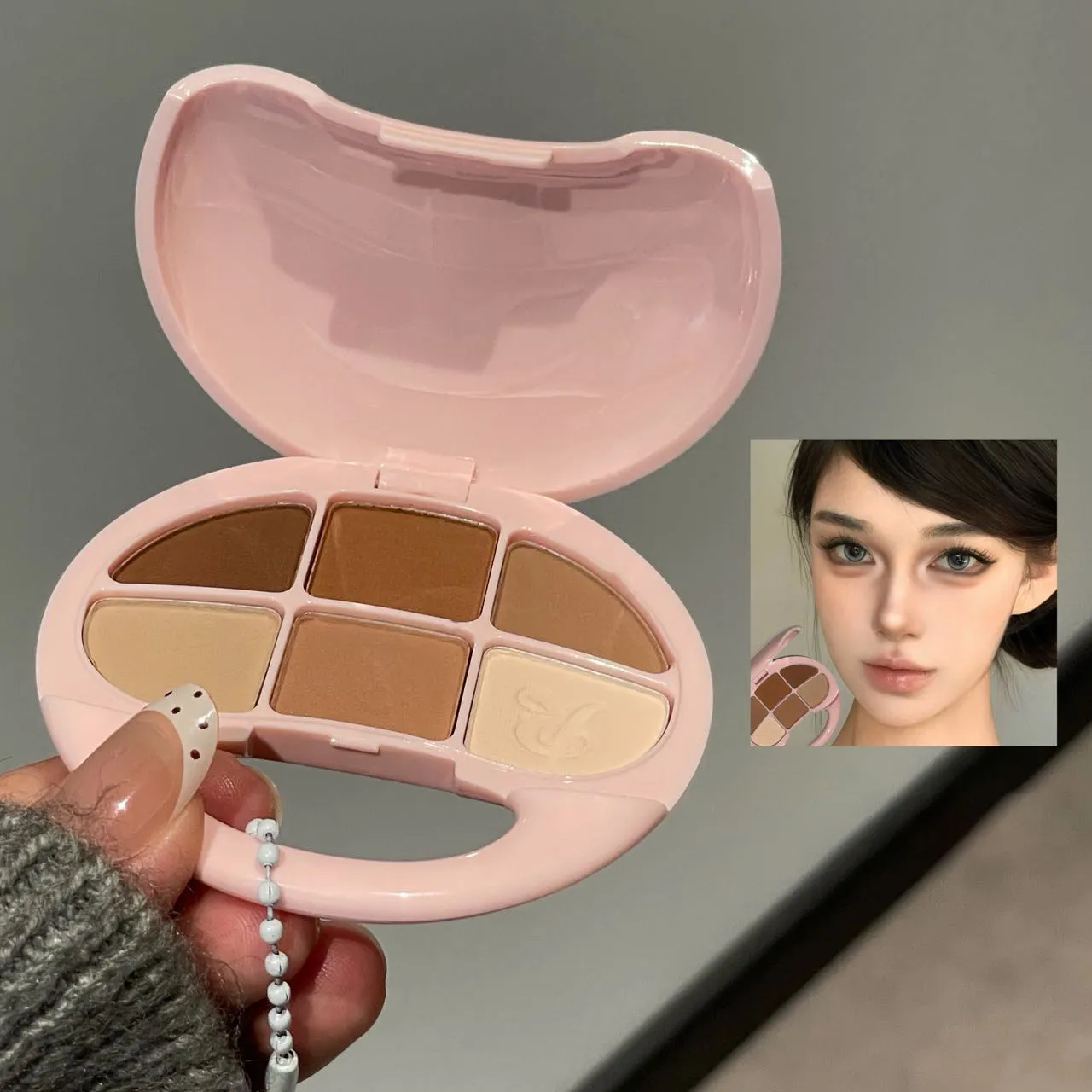 Rosa marrom seis cores disco de sombra de olho baixa saturação fosco perolado paleta de sombra coreano maquiagem fosco shimmer olho cosméticos