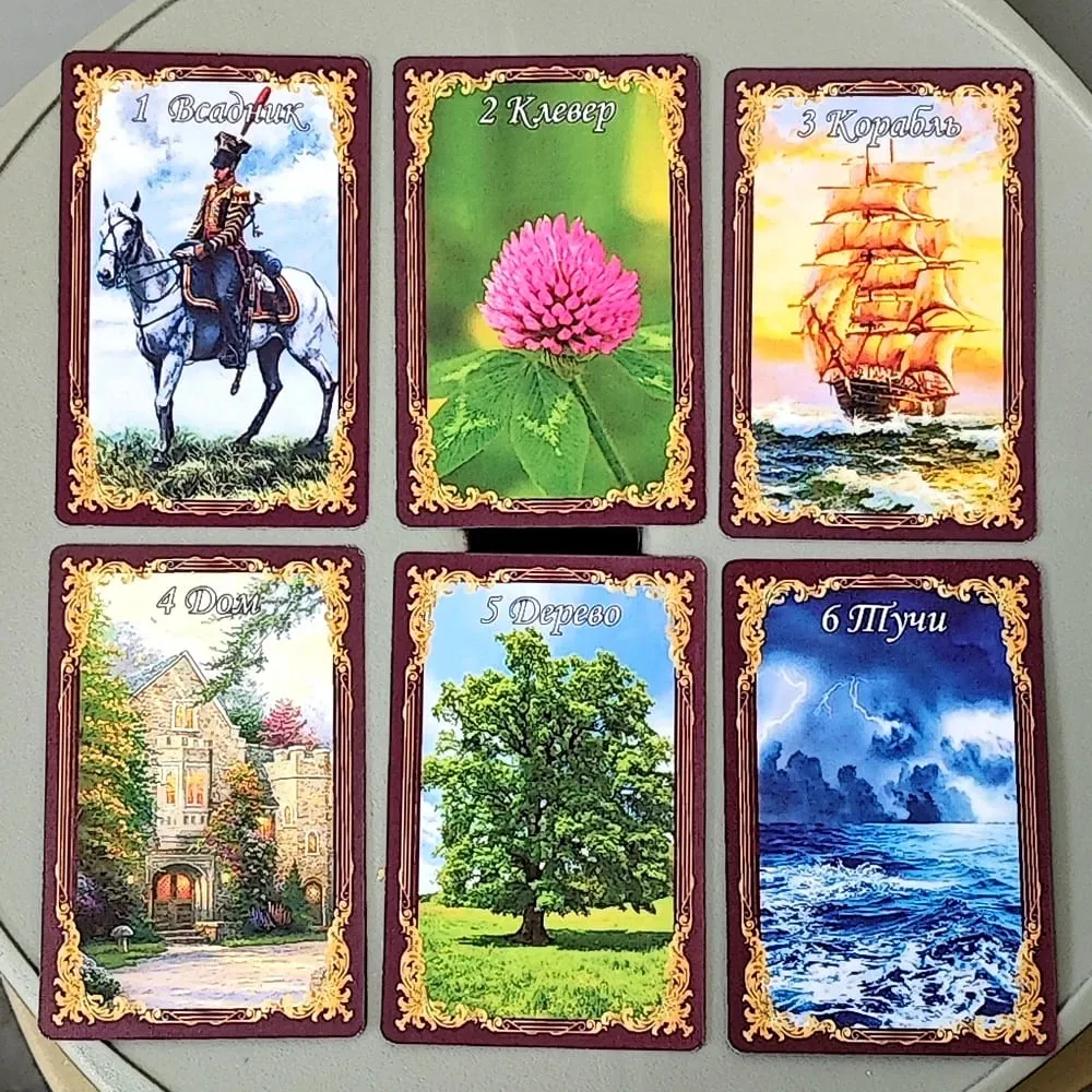 9*6cm em língua russa clássico realista lenormand deck 40 peças clássicos medievais cartões lenormand — image 1