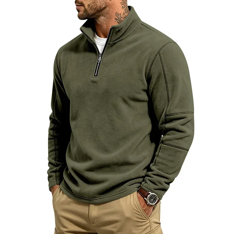 Men's Quarter Zip Polar Fleece Pullover Stand Collar Long Sleeve Casual Warm Sweatshirt For Autumn Winter Daily Commute Wear