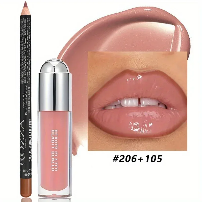 2 unidades conjunto de brilho labial delineador labial de longa duração natural nude brilho labial à prova d'água óleo labial