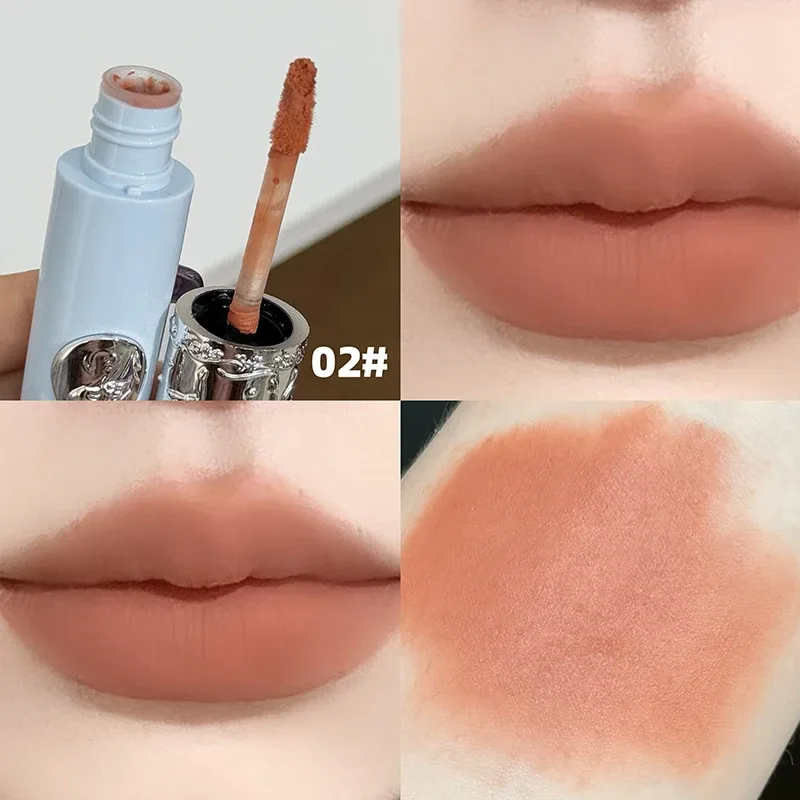 Batom líquido nude fosco hidratante gloss labial duradouro lama macia sedosa mancha labial maquiagem natural 6 cores mancha labial