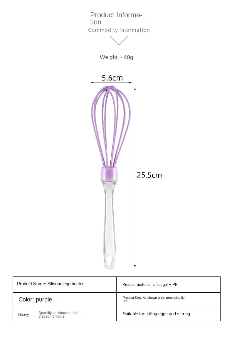 1pc 10-inch manual transparent handle silicone egg beater cake cream mixer egg baking gadget