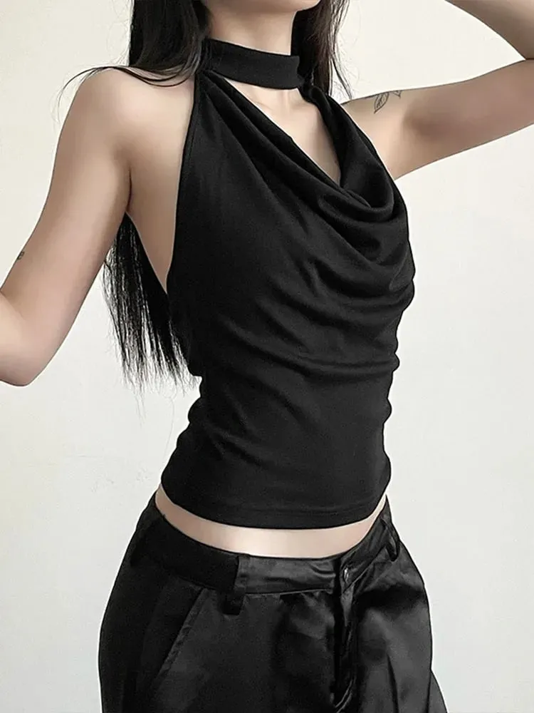Cor sólida simples casual all-match legal confiante sexy bonito high street verão viagem feminino fino colete