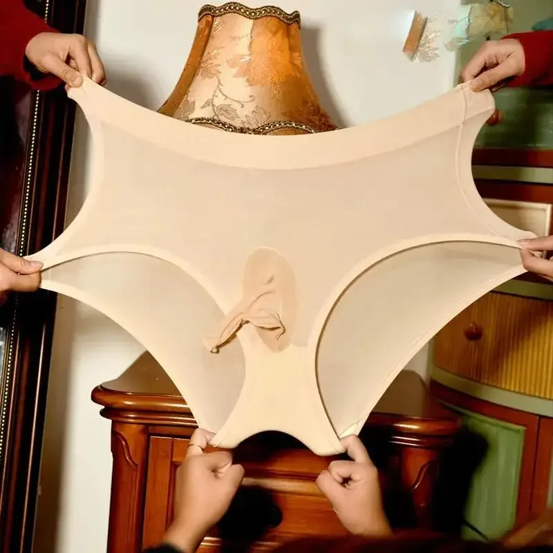 Homens sheer ver através brilhante g-string sissy u convexo bolsa tanga respirável roupa interior bainha cuecas unisex alta elástica mais sexy