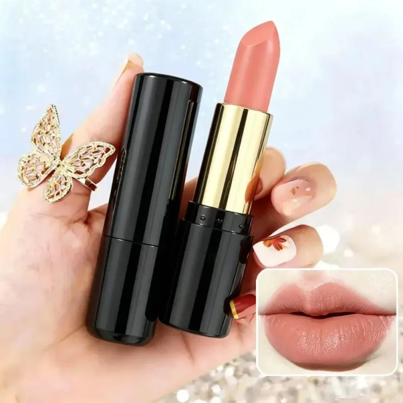 Leite chá canela nude batom fosco hidratante duradouro alto pigmento bálsamo labial suave veludo cor dos lábios maquiagem natural diária