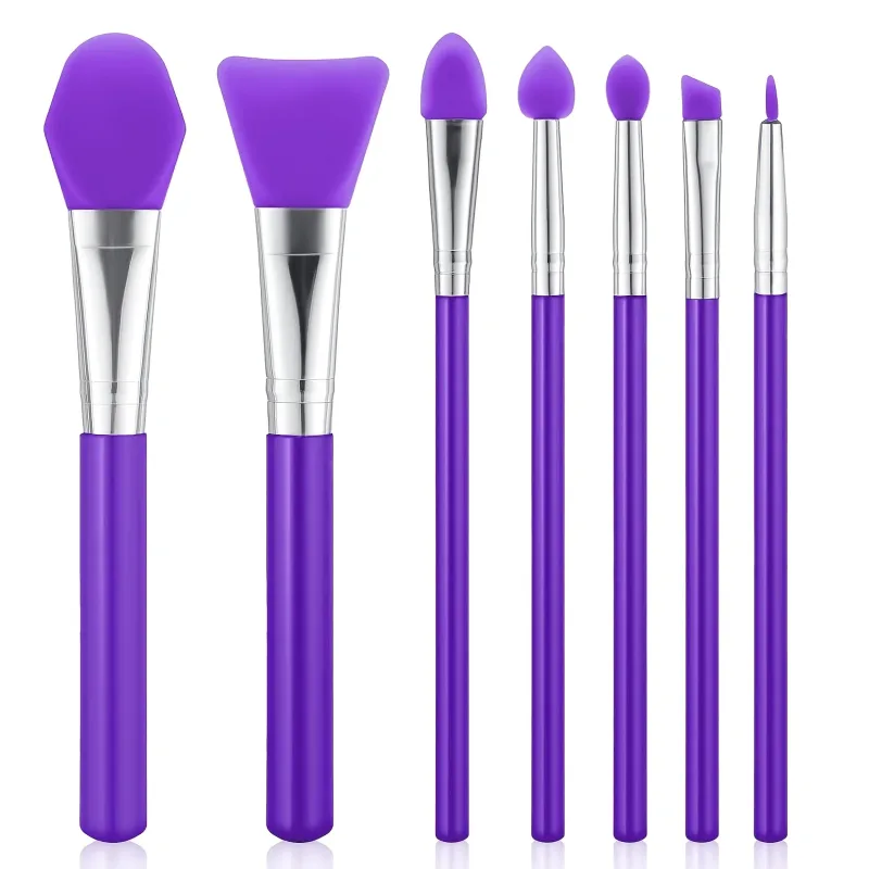 Conjunto de pincéis de maquiagem de silicone, 7 peças, multifuncional, aplicador de máscara facial, máscara facial, pincéis de mistura de lama, ferramenta de beleza