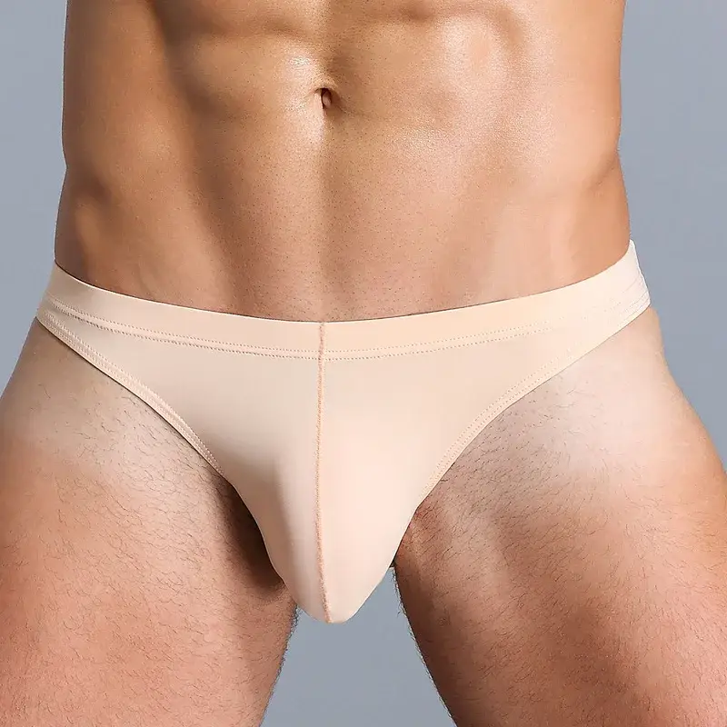 Men's Ice Silk Underwear Briefs Breathable Low-Waist U-Convex Undershorts Shorts Solid Color Briefs Men Underpants