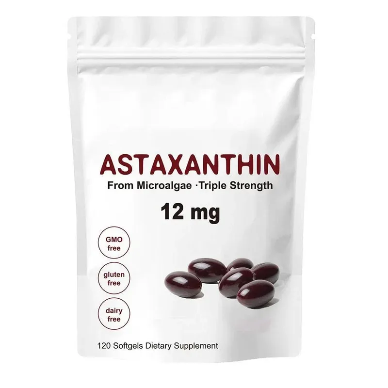 Astaxantina de força tripla 12 mg - Suplemento antioxidante natural de astaxantina não OGM verificado e sem glúten - 120 cápsulas gelatinosas