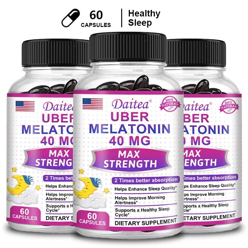 Daitea Super Melatonin Capsules-40mg Contém vitamina C ajuda você a adormecer mais rápido, alivia a insônia e melhora a qualidade do sono