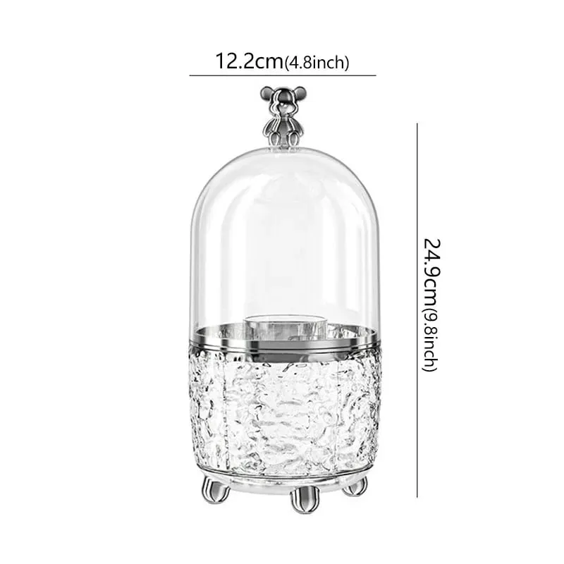 Suporte giratório para pincéis de maquiagem 360 °, organizador cosmético de mesa portátil, à prova de poeira com capa, batom, perfume, organizador de desordem