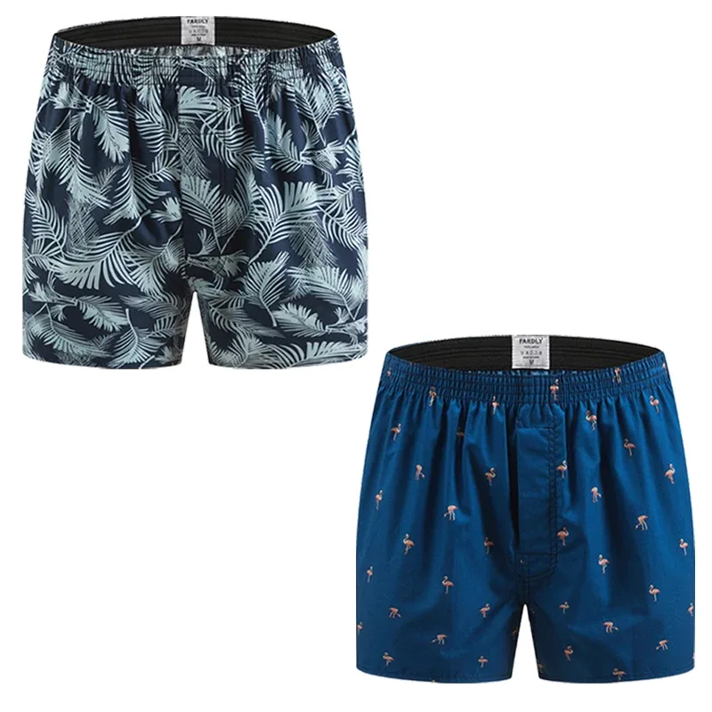 Men's Cotton Boxer Shorts, Printed Pattern Men's Underwear, College Style Shorts, Summer Breathable And Comfortable Loungewear