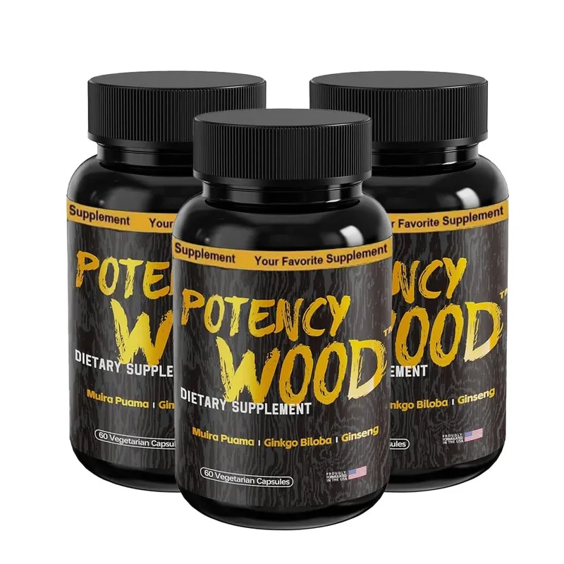 Cápsulas Potency Wood Vitality Boost - Suplemento Energy Libido Focus - Ginseng Ashwagandha Herbal Supplements 60 Cápsulas