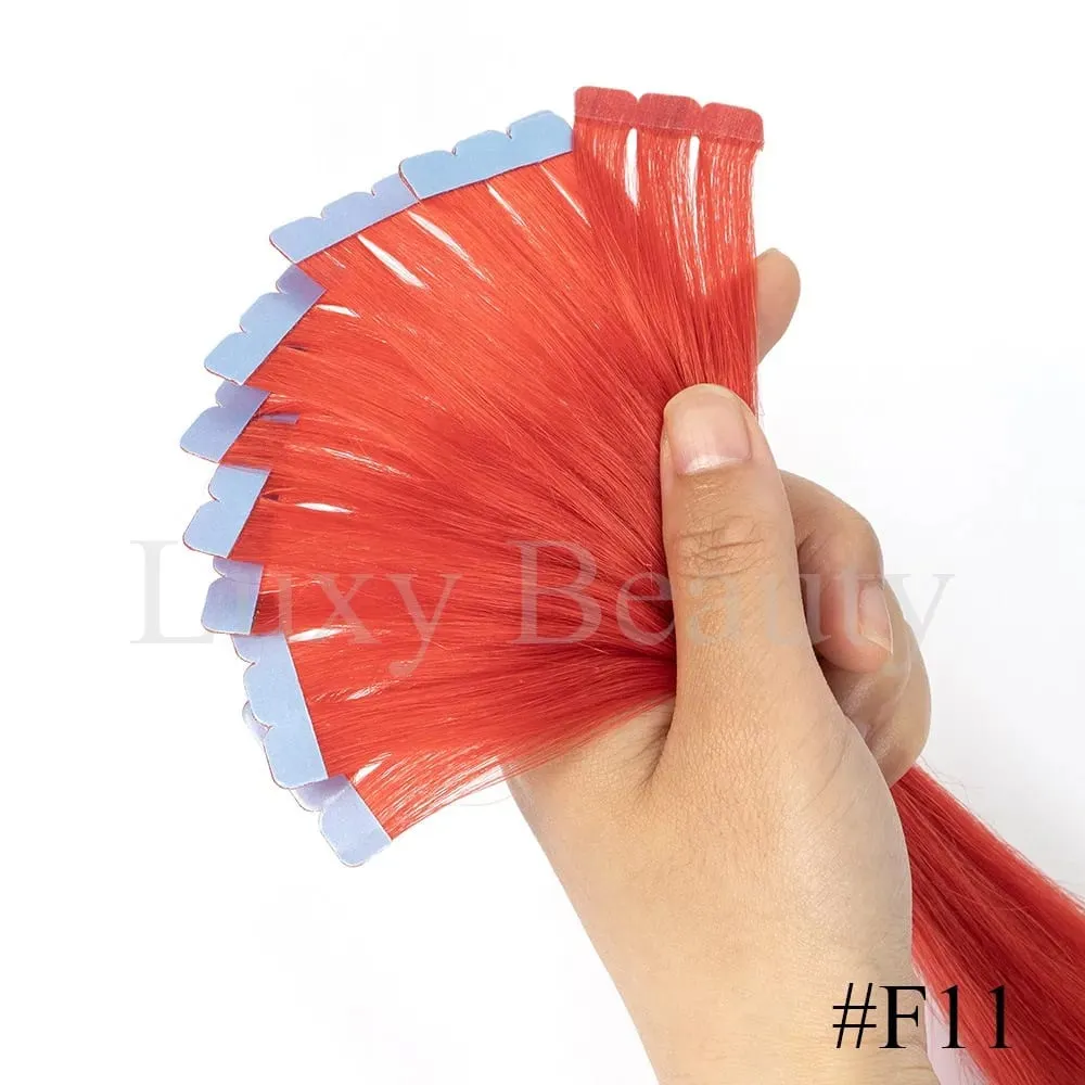 Mini fita colorida em extensões de cabelo, fita invisível sem costura em cabelo humano 10 tamanhos rosa vermelho verde roxo azul mini fita de cabelo