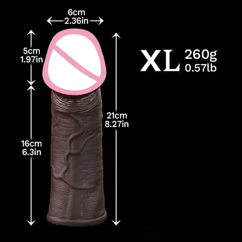 Penis Enlargement for Men Sleeve Cock Ring Delay Ejaculation Penis Extender Condom Lock Ring Sex Toys Artificial Penis Training