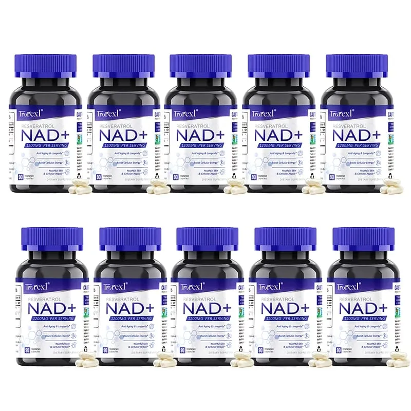 Suplemento NAD + Resveratrol NAD Plus Boosting - Apoia a Energia Celular Antienvelhecimento Metabolismo Saúde da Pele