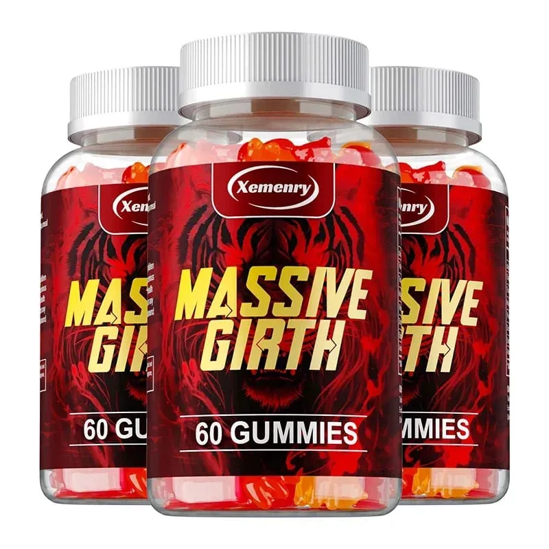 Gomas de circunferência maciça para homens - intensificador de vitalidade masculina, aumenta o tamanho e a resistência, aumenta a força e a confiança vegana