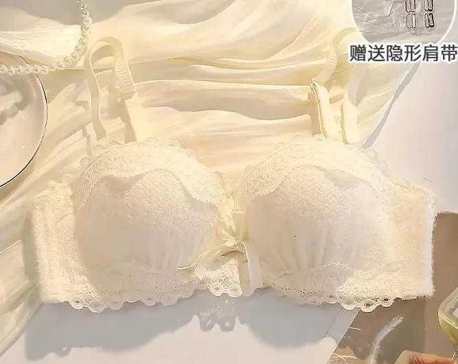 Mulheres sem alças sutiã sem fio anti-deslizamento meia xícara pequeno busto compressão potenciador anti-sag macio lingerie sexy conjunto
