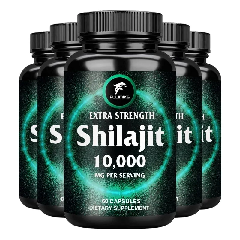 Fulimiks Shilajit 10000mg Cápsulas com Extrato Puro do Himalaia e Ácido Fúlvico Suportam Vitalidade Diária Resistência Saúde Geral