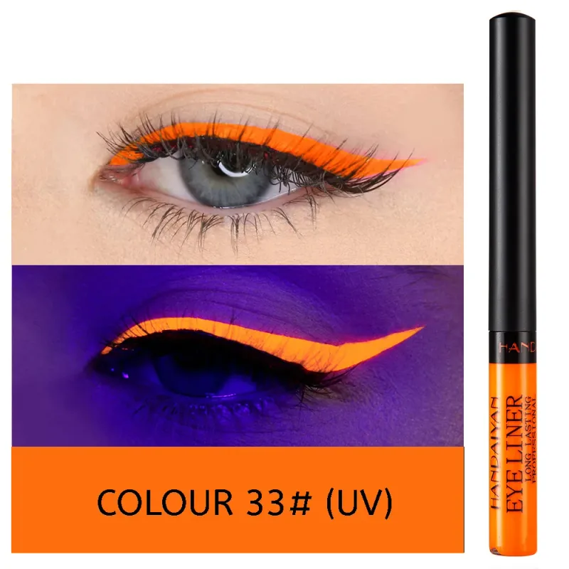 Caneta delineadora neon com luz uv, maquiagem para olhos, vermelho, à prova d'água, cor líquida, lápis de maquiagem, cosméticos, amarelo, fosco, roxo