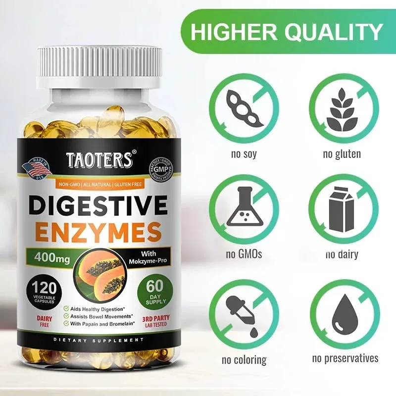 Digestive Enzymes - Aids in Bowel Movements Metabolism Nutrient Digestion and Intestinal Health for Adult Men and Women