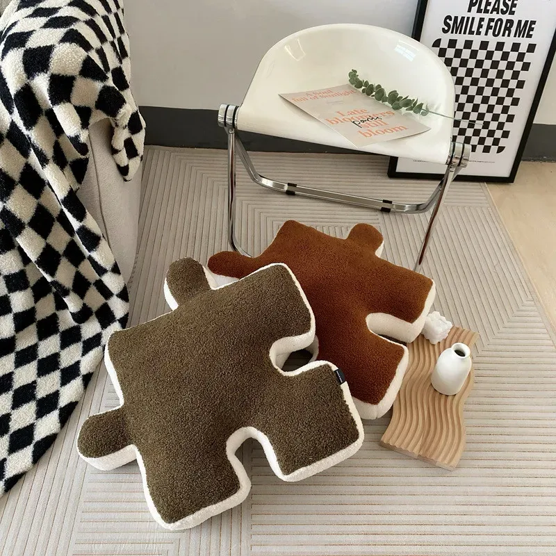 Alien puzzle travesseiro de pelúcia decoração para casa bloco de construção quebra-cabeça conforto almofada crianças presentes de aniversário de natal