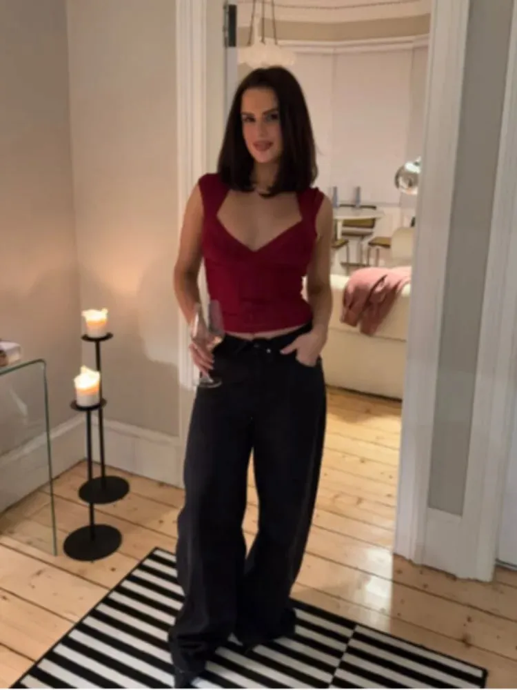Elegante sólido bandagem cami topo listrado pescoço quadrado sem mangas bodycon colete apertado verão 2026 novo chique férias festa streetwear