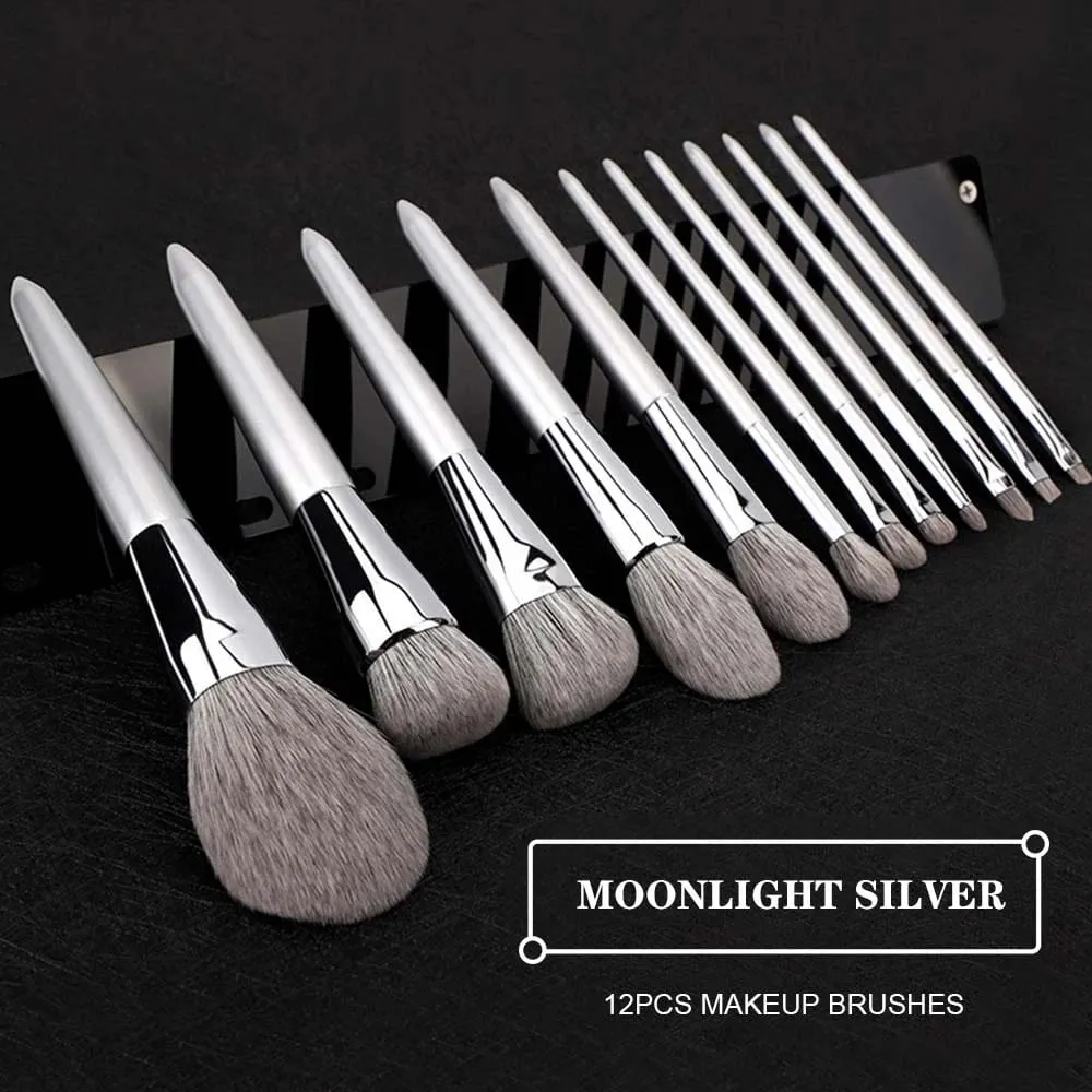12pçs kit de pincéis de maquiagem profissional, cabelo de cabra natural, base em pó, contorno, sobrancelha, sombra, lábios, ferramentas de maquiagem — image 5