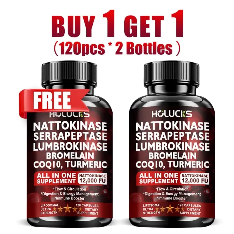 Suplemento Nattokinase 13 em 1 com Serrapeptase Suporta Circulação Fluxo Sanguíneo Coração e Saúde Cardiovascular Ajuda Digestiva