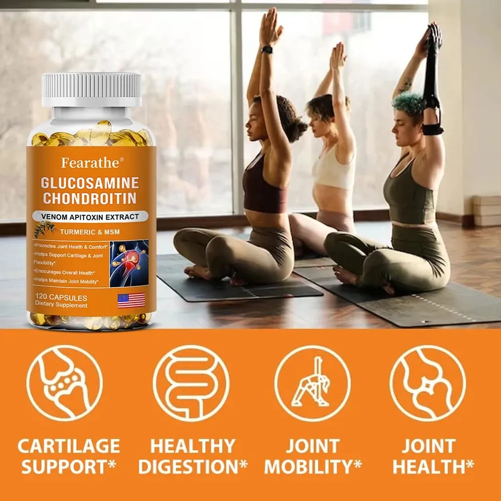 Suplemento de Glucosamina Condroitina MSM e Cúrcuma - Suporte para Cartilagem e Saúde Articular e Flexibilidade Cápsulas Não OGM