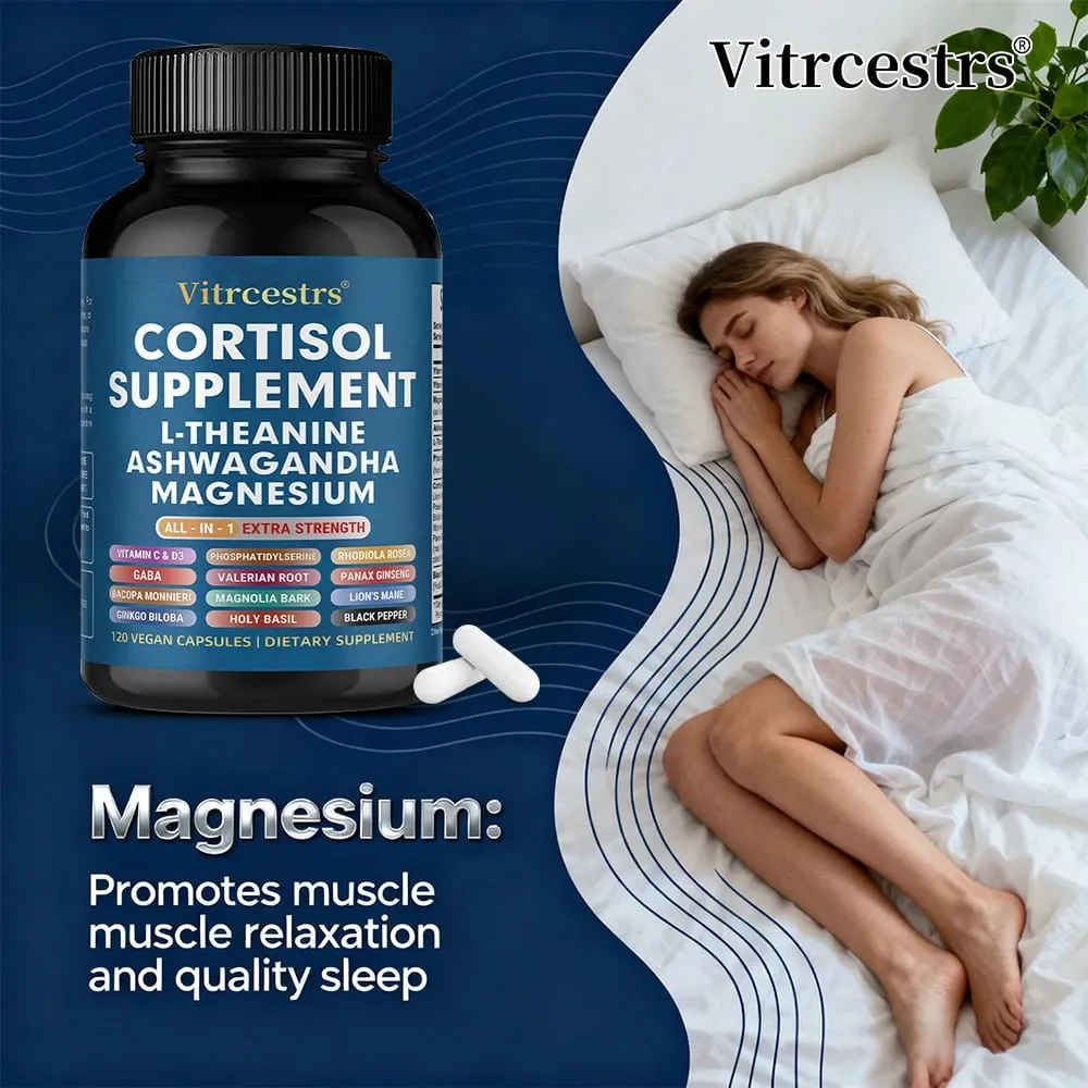 Cápsulas de complexo de cortisol com Ashwagandha L-teanina e magnésio estabilizam o humor, apoiam o relaxamento, a calma e o bem-estar diário — image 5
